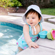i play’s tankini is designed for growing girls who need a little more coverage, but still aren’t ready to ditch the swim diapers. The tank top also doubles as a rash guard!